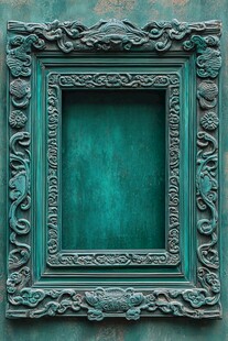 复古绿雕花相框