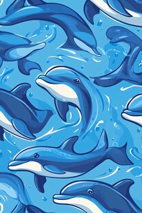 蓝色海豚海洋无缝图案