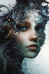 梦幻机械融合的女性脸庞