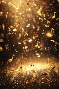 金色音符洒落梦幻音乐场景