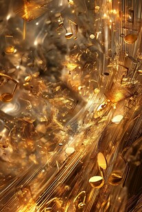 金色音乐光影梦幻艺术场景