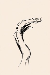 手绘优雅姿态的伸展之手