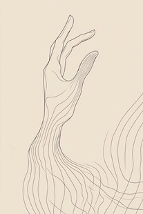 线条勾勒的艺术手势