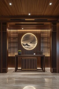 中式雅致前台接待空间