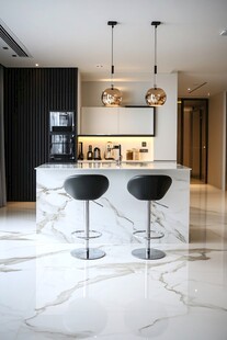 现代时尚大理石厨房吧台