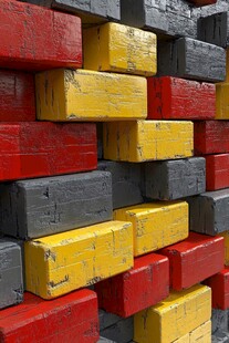 多彩砖块堆叠的视觉盛宴