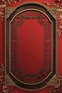 中式红底金边华丽装饰框