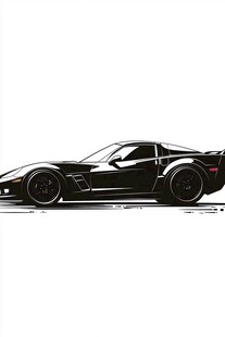 酷炫黑色跑车插画