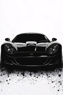 酷炫黑超跑前脸艺术图