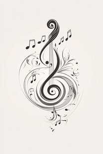 优雅高音谱号音乐装饰图案