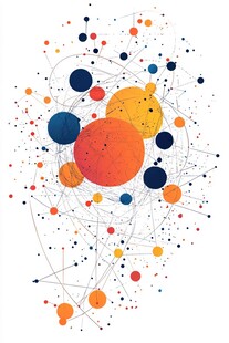 多彩几何点线抽象艺术图案