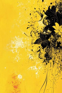 黄色背景抽象花卉艺术图
