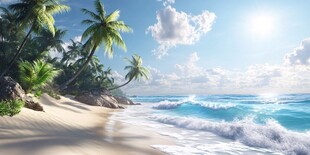 热带海滨风光 阳光沙滩海浪