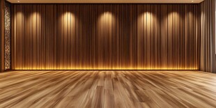 木质墙面灯光空旷室内空间