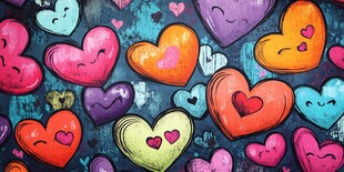 多彩爱心图案 萌趣满满