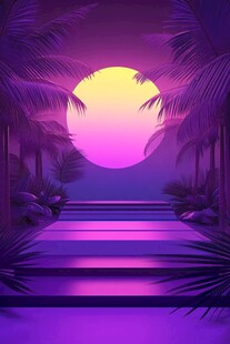 梦幻紫色热带落日景观