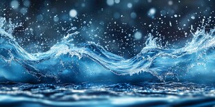 蓝色水花飞溅动态美景