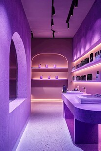 梦幻紫色系美容产品展示空间