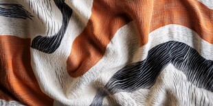 橙白黑条纹褶皱布料纹理