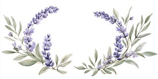 手绘薰衣草花环插画