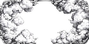 复古云朵装饰边框图案