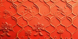 红色雕花墙面精致纹理