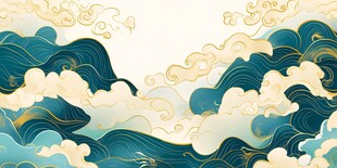 中式海浪祥云精美纹样