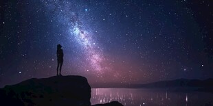 仰望星空的孤独身影