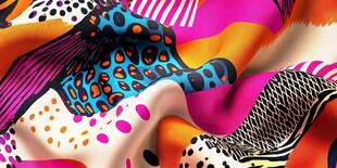 多彩抽象图案丝绸织物