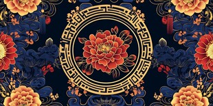 中式牡丹传统花纹图案