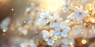 梦幻白樱花绽放的美丽瞬间