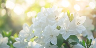 阳光下的洁白绽放花朵