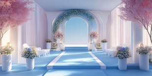梦幻蓝色浪漫婚礼场景