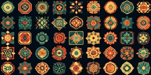 多彩复古几何图案集合