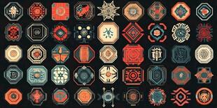 复古风几何图案图标集合