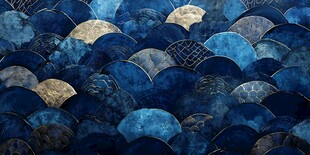 蓝色鱼鳞纹理图案背景