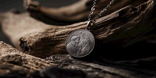 复古风人物图案银质项链