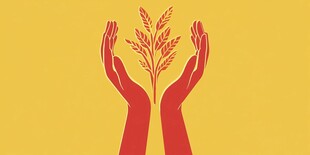 双手呵护麦穗图案