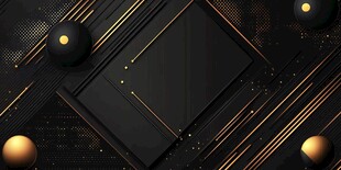 黑金几何抽象科技背景图