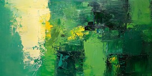 抽象绿调油画艺术作品