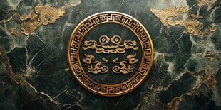 中式古典花纹金属徽章