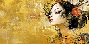 梦幻古风女郎艺术插画