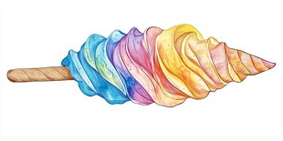 梦幻多彩冰淇淋插画