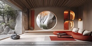 中式禅意风客厅室内景观