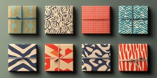 多彩图案礼品包装盒展示