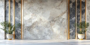 大理石墙面搭配绿植空间