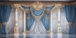 欧式奢华蓝金风格舞台背景