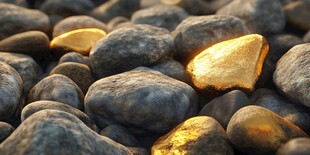 金矿石闪耀于碎石之中