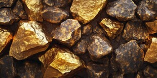 金黄璀璨的天然金矿石