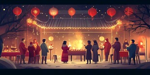 元宵灯会热闹场景